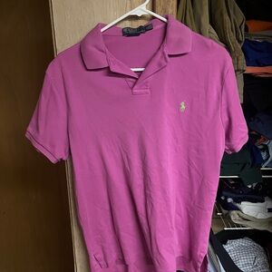 Ralph Lauren Men's Polo Shirt in Pink with Green Logo